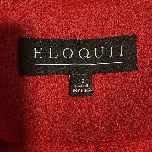 ELOQUII Red Lace Sleeve Ruffle Accent Shift Dress - Size 18 - Picture 10 of 11